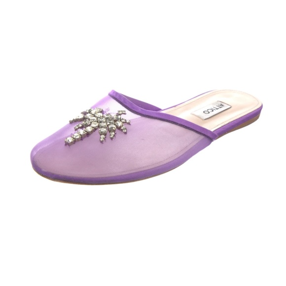 The Attico Shoes - ATTICO Crystal Embellishments Mules Slipper Size: 9 | IT 39, Purple, silver